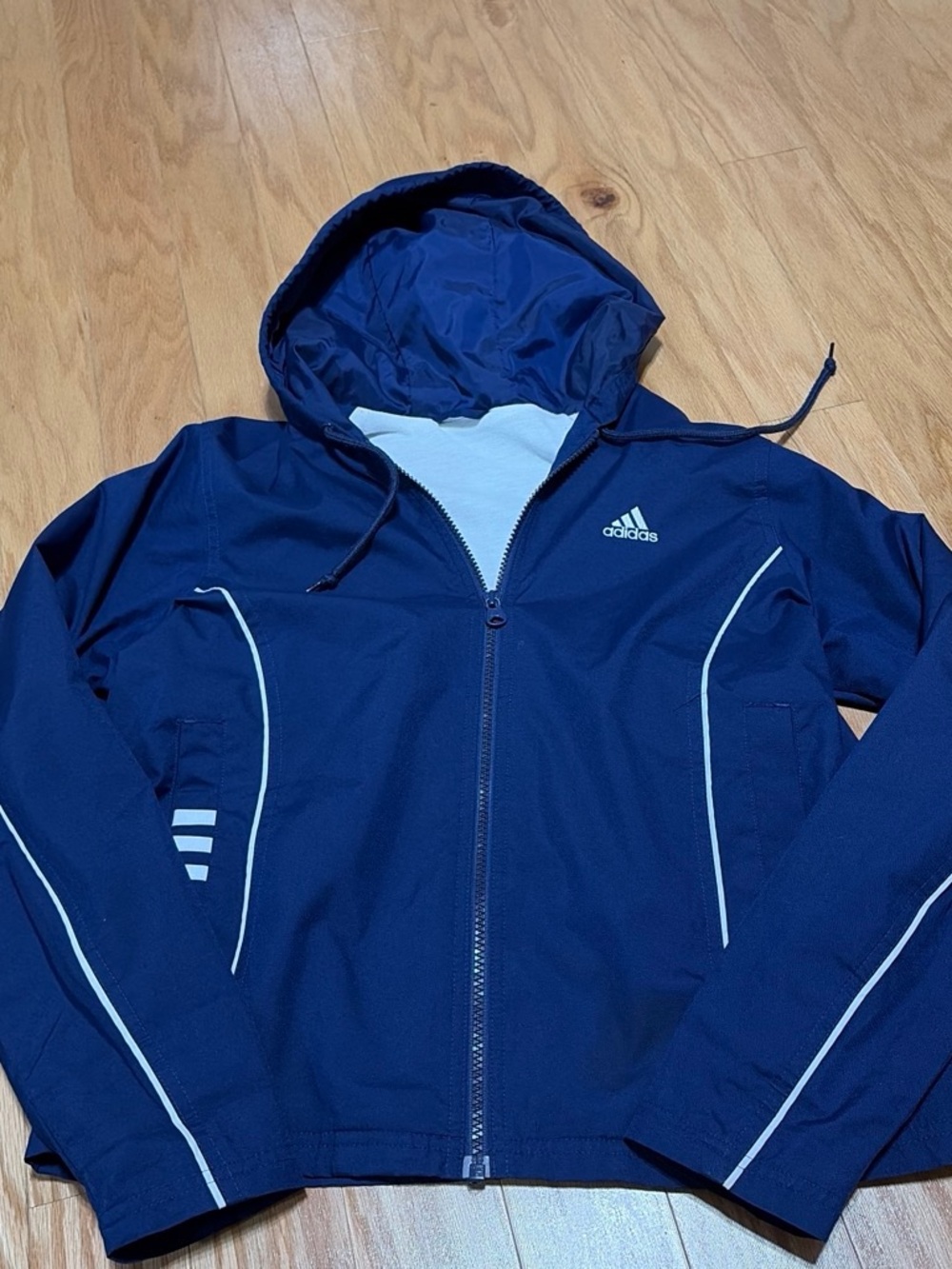 Adidas Kids Navy Hooded Windbreaker Jacket